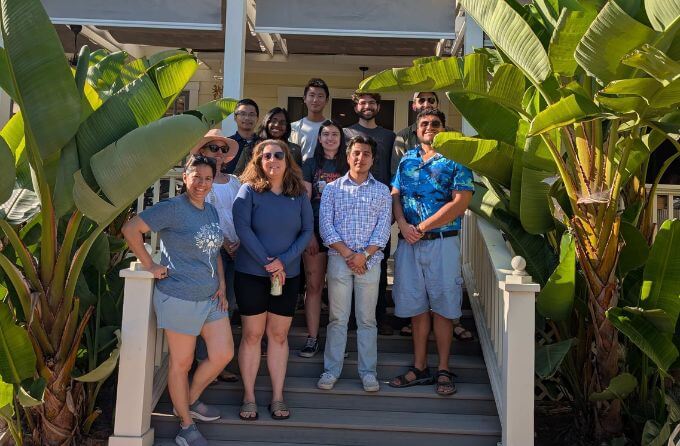 O'Malley lab having a summer potluck at Michelle's house